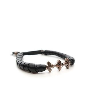 King Baby Studio Leather Wrapped Bracelet With Silver Beads Accents